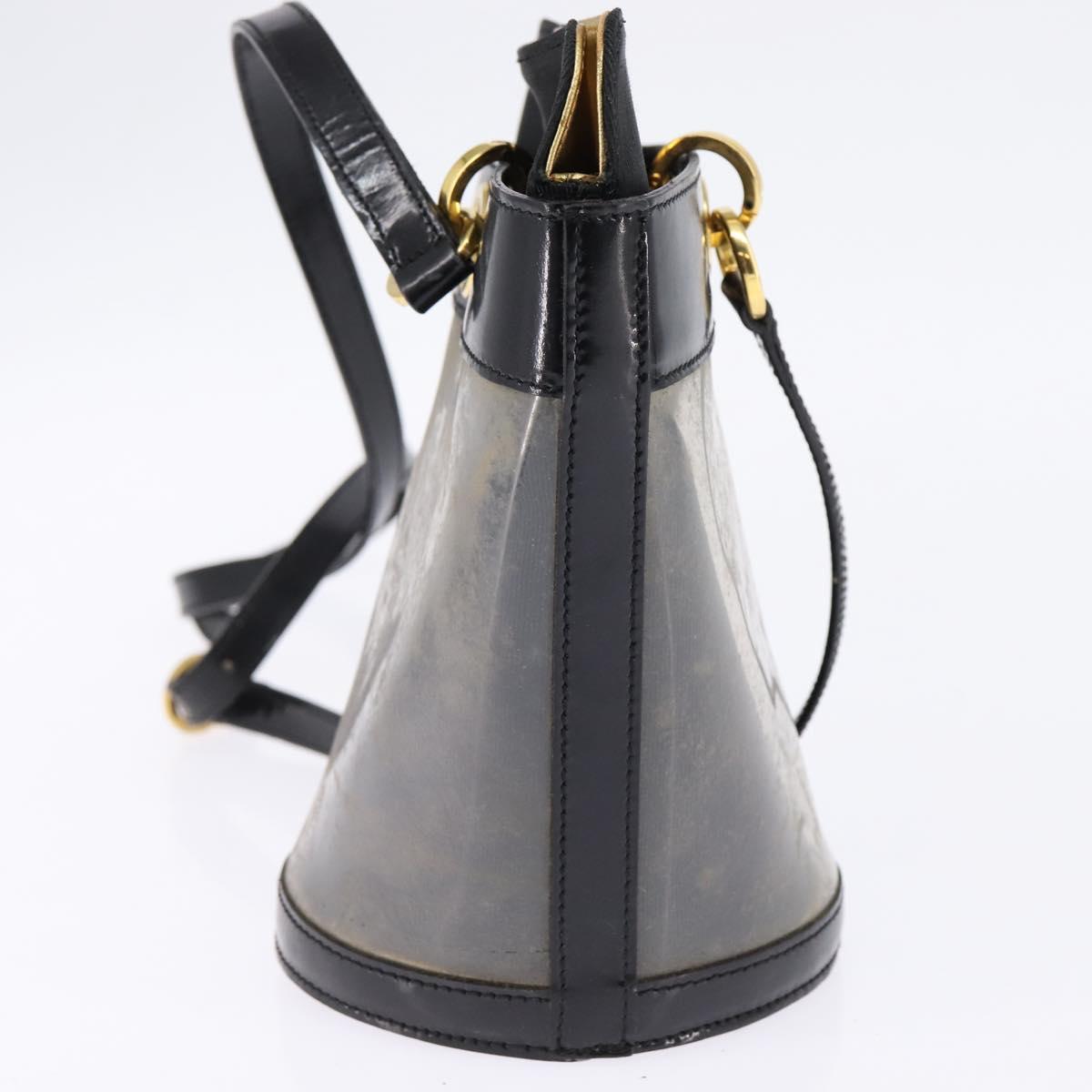 Salvatore Ferragamo Gancini Shoulder Bag Vinyl Black Gold Auth 145025