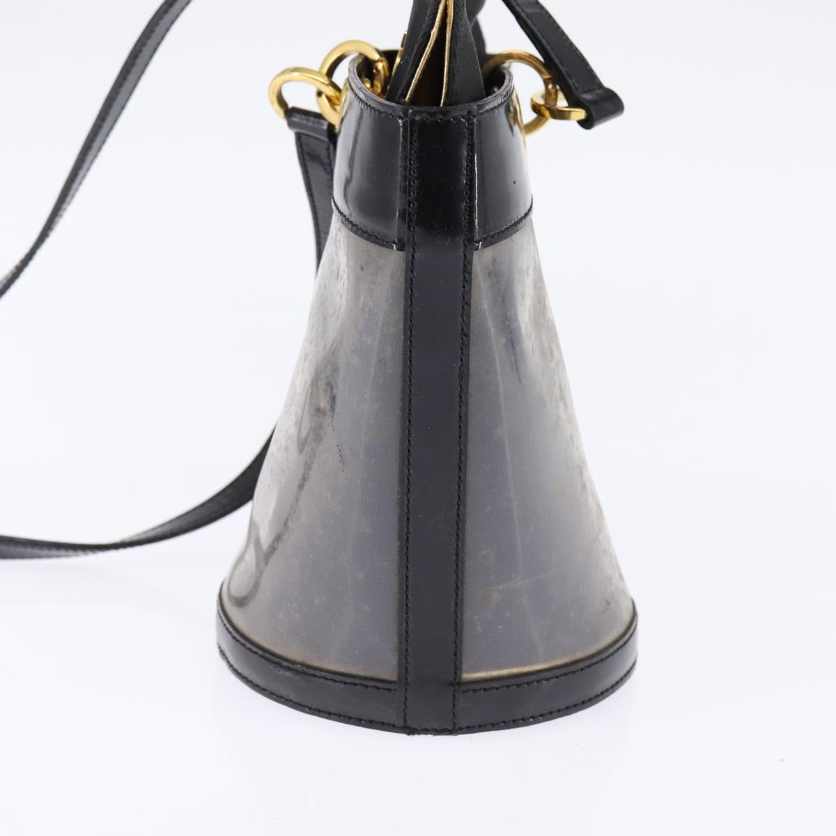 Salvatore Ferragamo Gancini Shoulder Bag Vinyl Black Gold Auth 145025