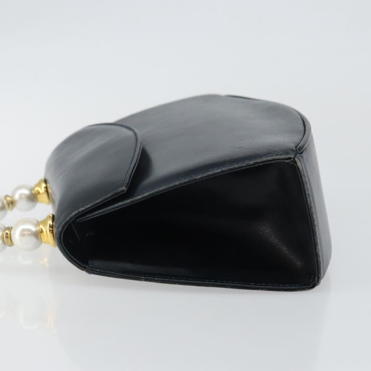 Salvatore Ferragamo Hand Bag Leather Navy Gold Auth 145028