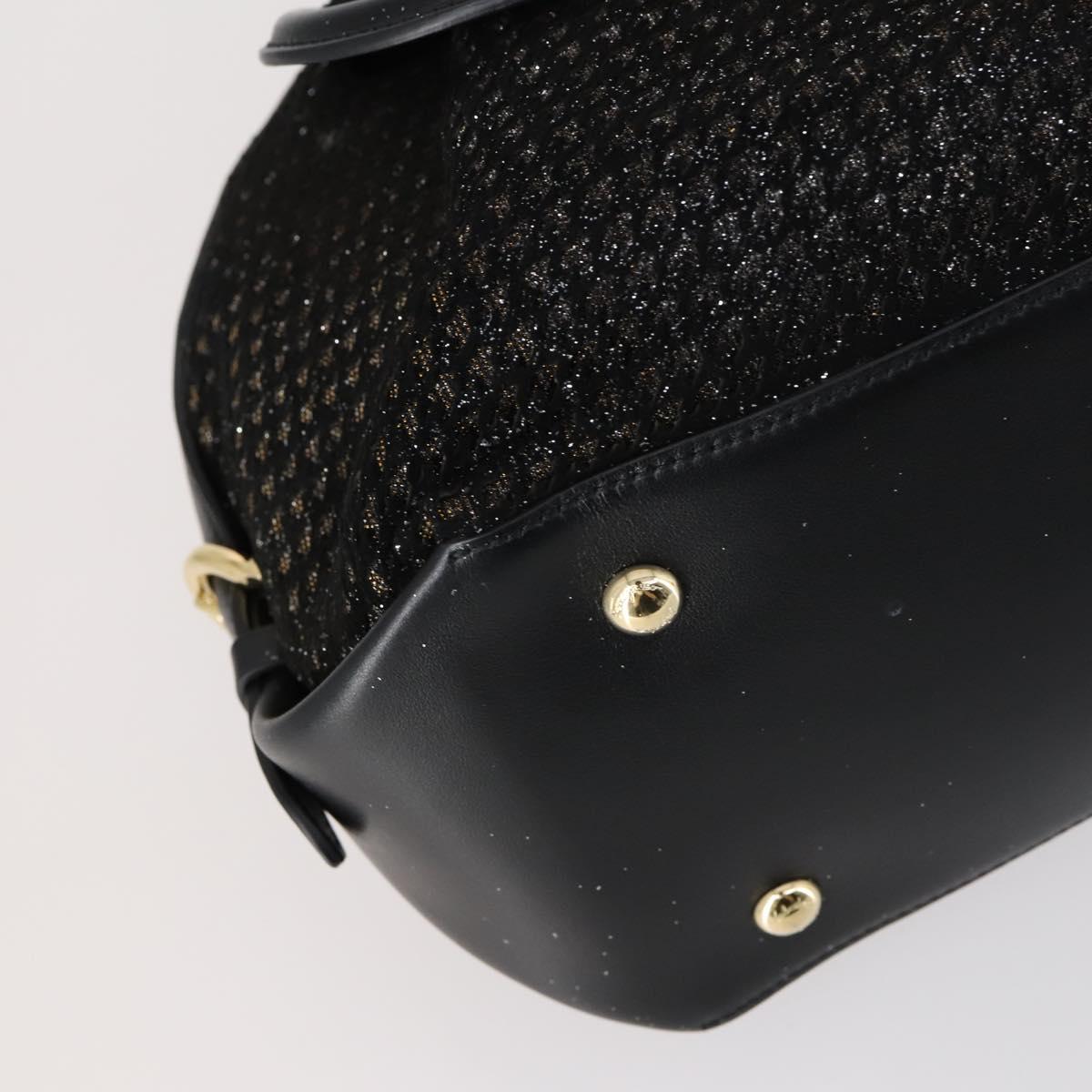 Salvatore Ferragamo Gancini Hand Bag tweed Black Gold Auth 145029