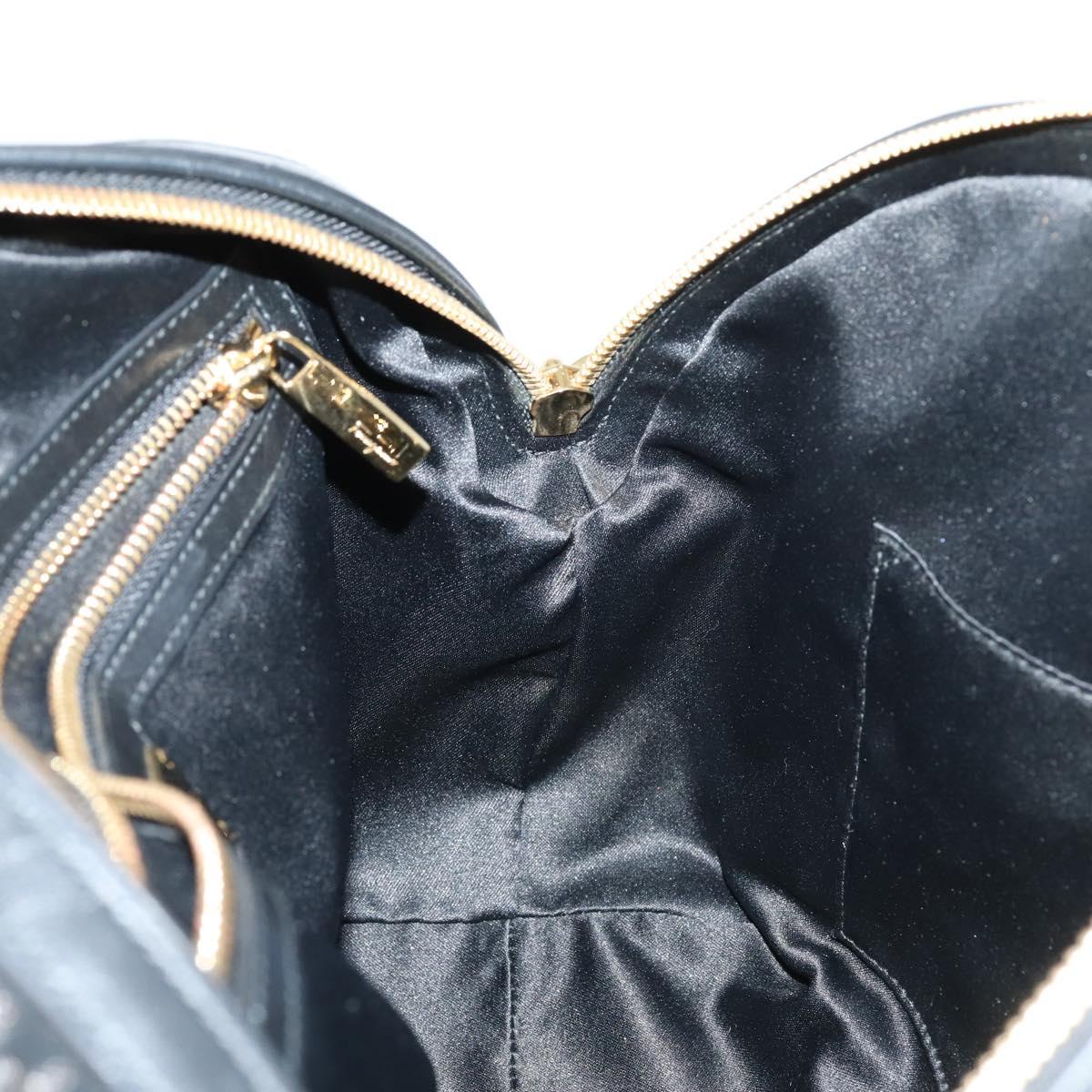 Salvatore Ferragamo Gancini Hand Bag tweed Black Gold Auth 145029