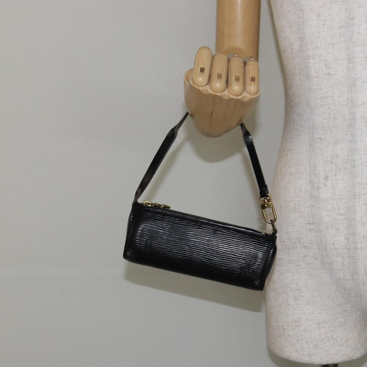 LOUIS VUITTON Epi Soufflot Pouch Black LV Auth 145034