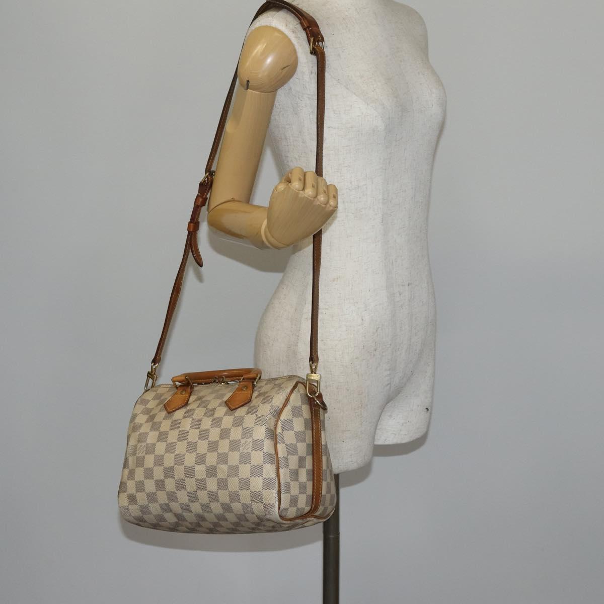 LOUIS VUITTON Damier Azur Speedy Bandouliere 25 Hand Bag N41000 LV Auth 145036