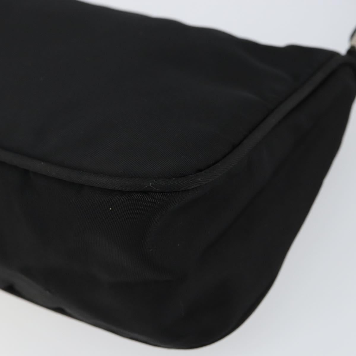 PRADA Accessory Pouch Nylon Black Silver Auth 145046