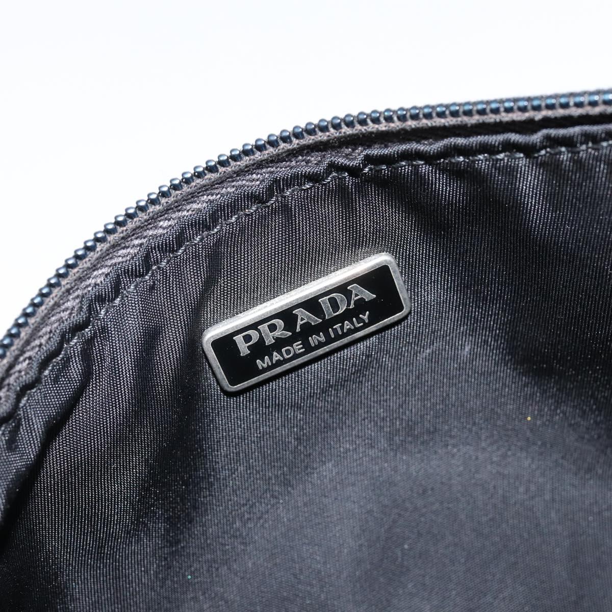 PRADA Accessory Pouch Nylon Black Silver Auth 145046