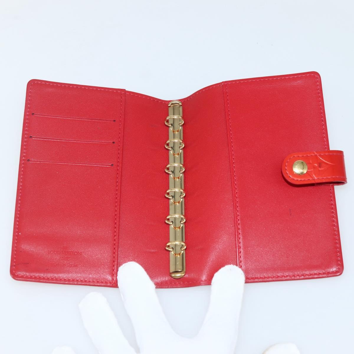 LOUIS VUITTON Monogram Vernis Agenda PM Planner Cover Rouge R21003 Auth 145054