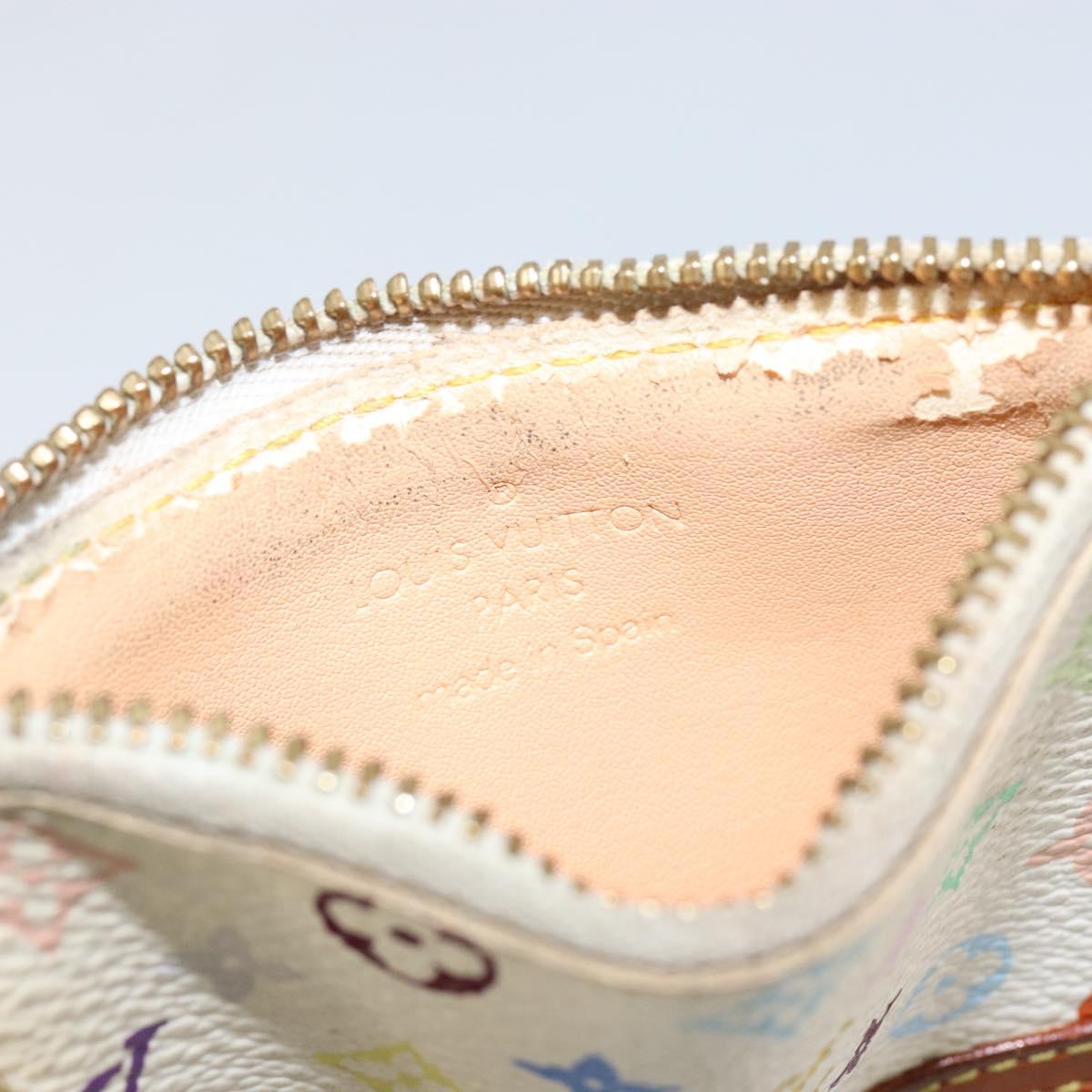 LOUIS VUITTON Multicolor Pochette Cles Coin Purse White M92655 LV Auth 145061