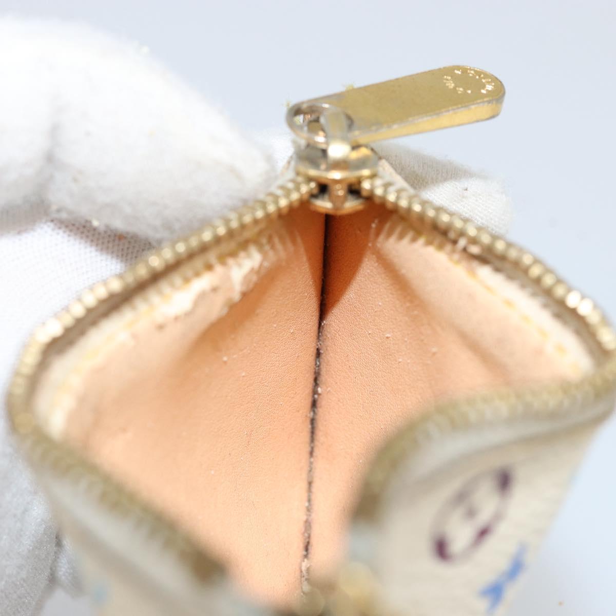 LOUIS VUITTON Multicolor Pochette Cles Coin Purse White M92655 LV Auth 145061
