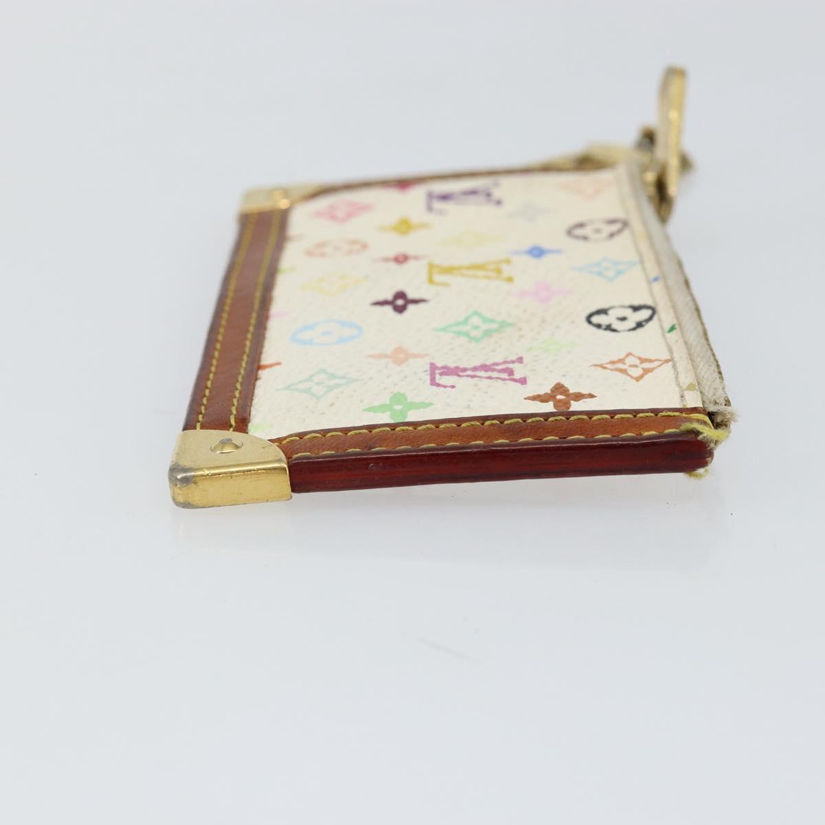 LOUIS VUITTON Multicolor Pochette Cles Coin Purse White M92655 LV Auth 145061