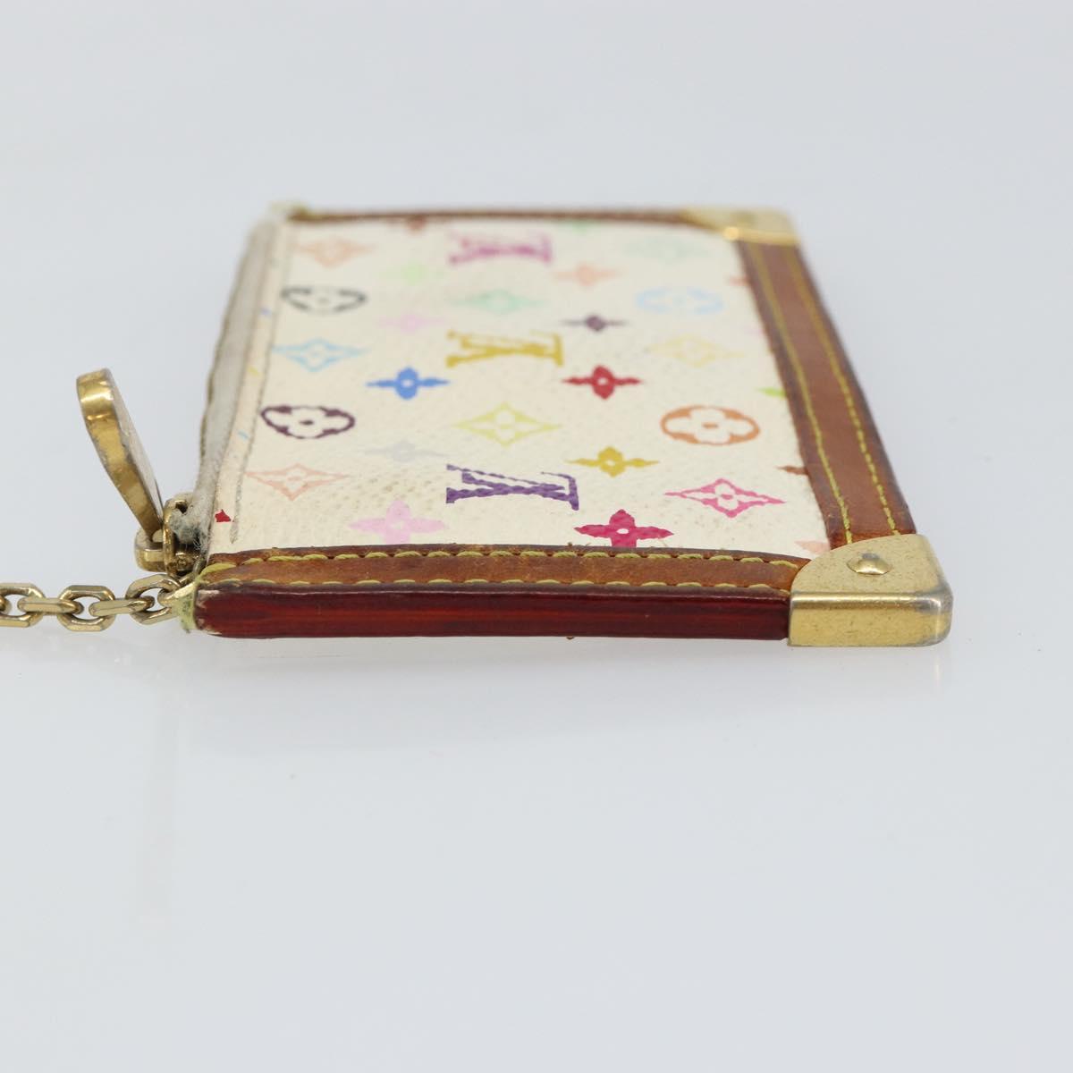 LOUIS VUITTON Multicolor Pochette Cles Coin Purse White M92655 LV Auth 145061