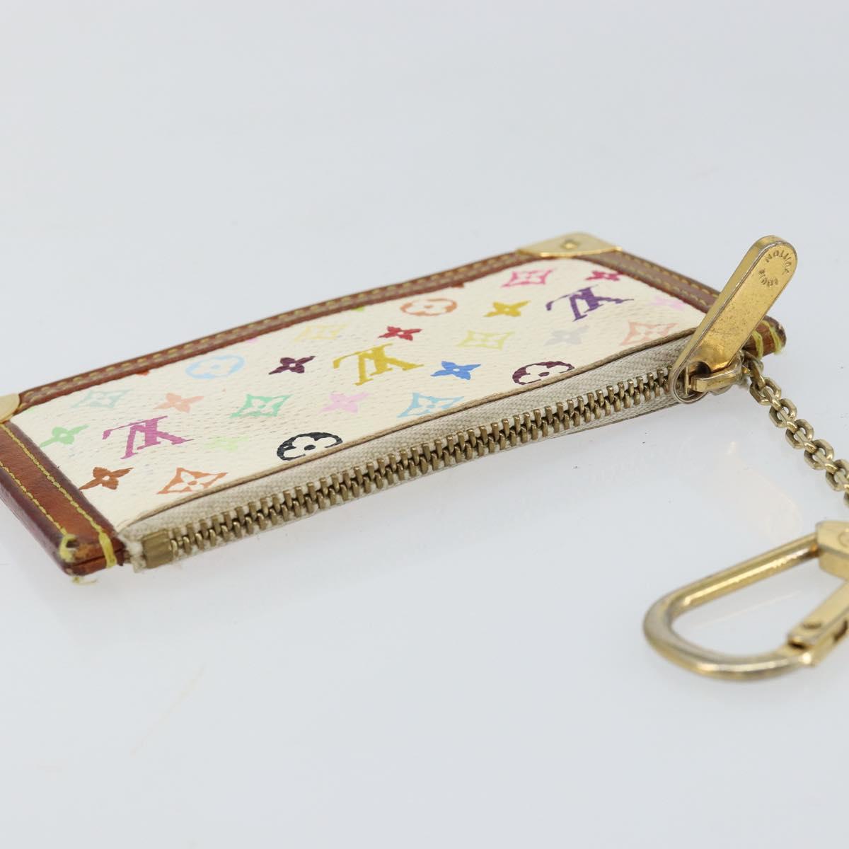 LOUIS VUITTON Multicolor Pochette Cles Coin Purse White M92655 LV Auth 145061