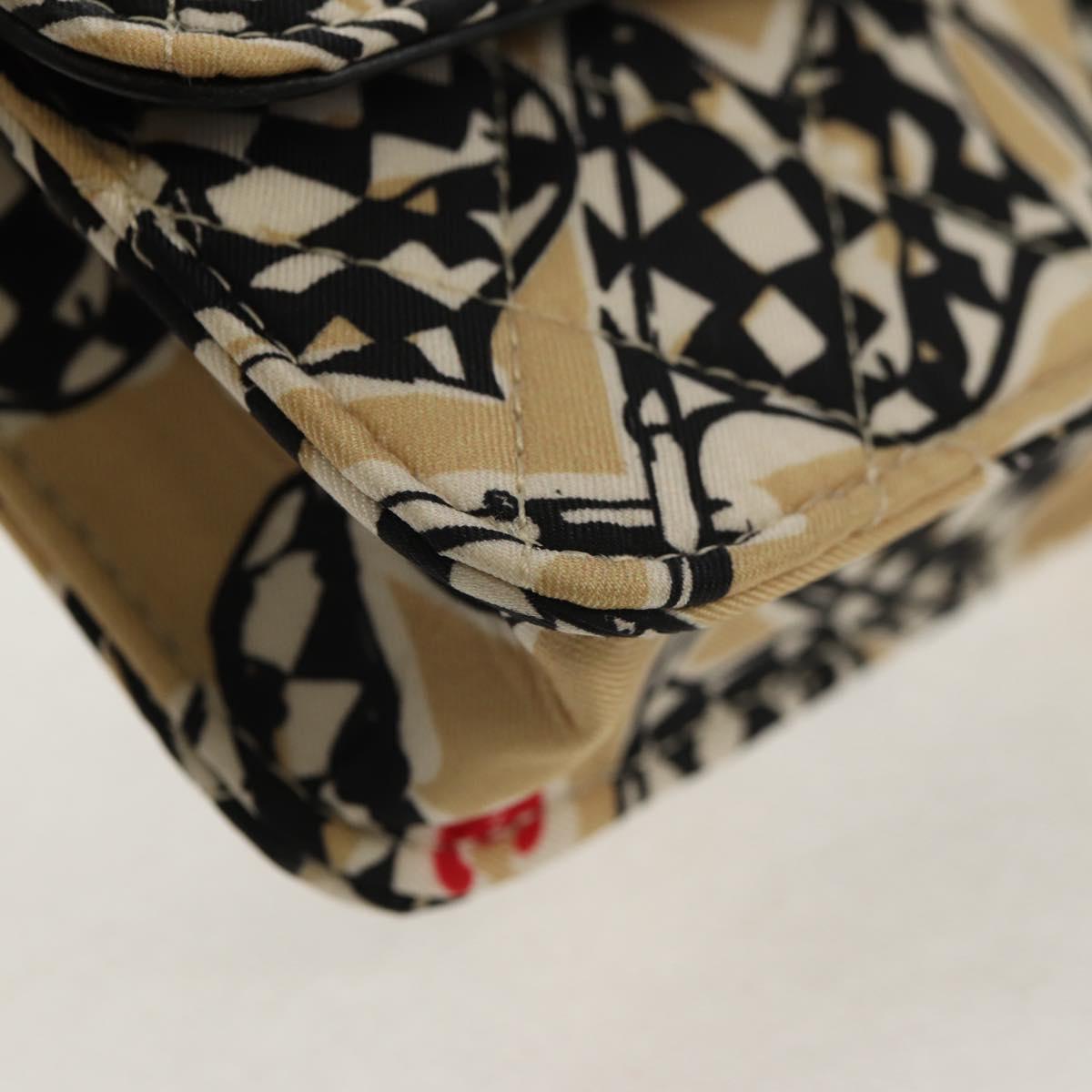 CHANEL Matelasse Chain Shoulder Bag Satin Beige Gold CC Auth 145067SAM