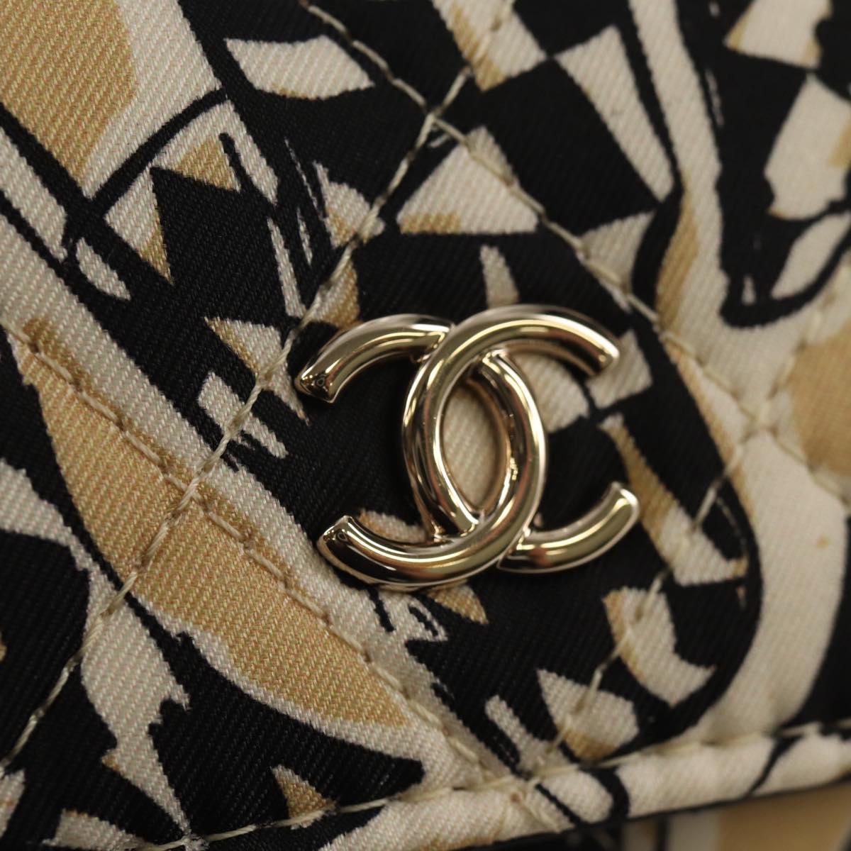 CHANEL Matelasse Chain Shoulder Bag Satin Beige Gold CC Auth 145067SAM