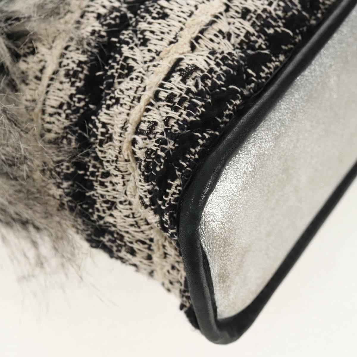 CHANEL Chain COCO Mark Shoulder Bag Tweed Black Silver CC Auth 145069AV