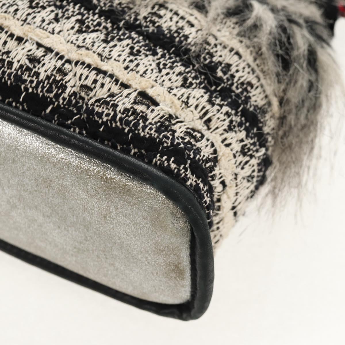 CHANEL Chain COCO Mark Shoulder Bag Tweed Black Silver CC Auth 145069AV