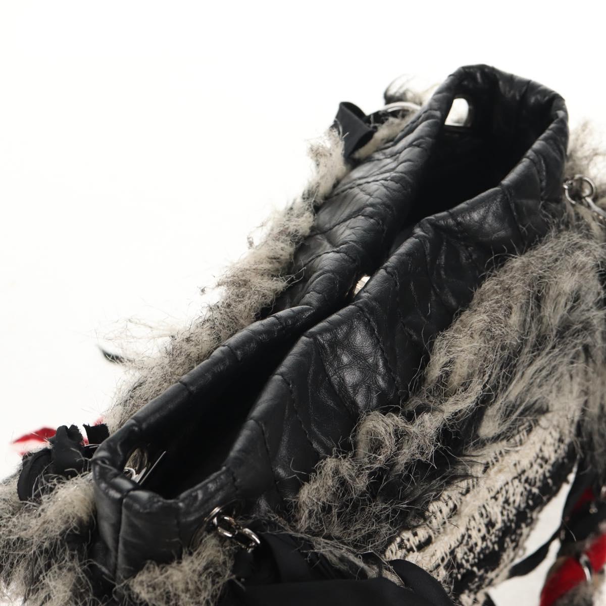 CHANEL Chain COCO Mark Shoulder Bag Tweed Black Silver CC Auth 145069AV