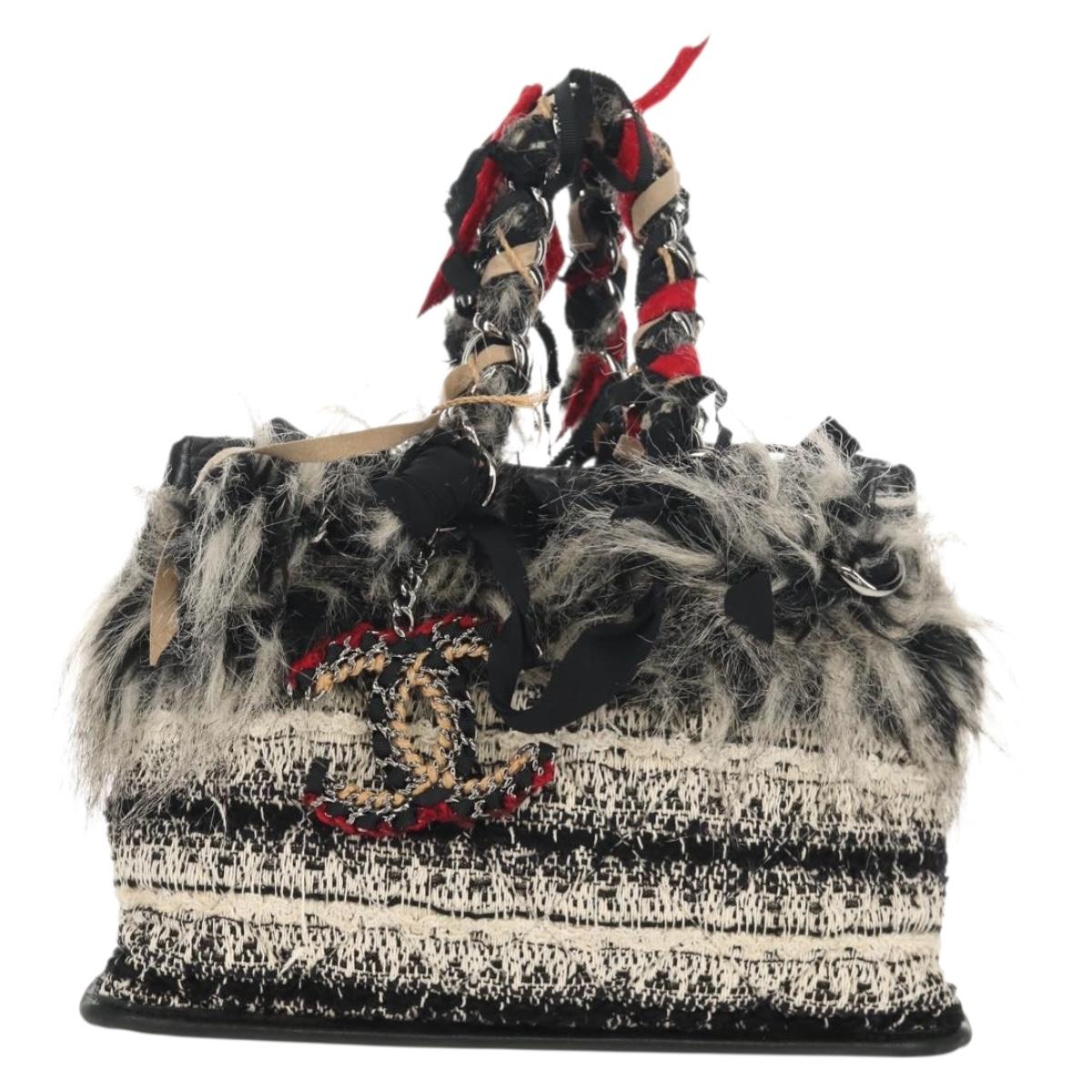 CHANEL Chain COCO Mark Shoulder Bag Tweed Black Silver CC Auth 145069AV