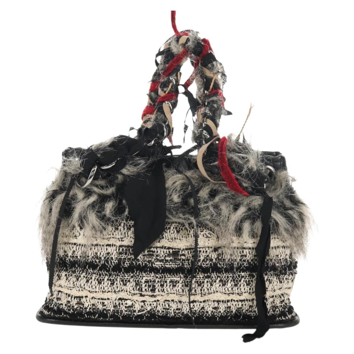 CHANEL Chain COCO Mark Shoulder Bag Tweed Black Silver CC Auth 145069AV