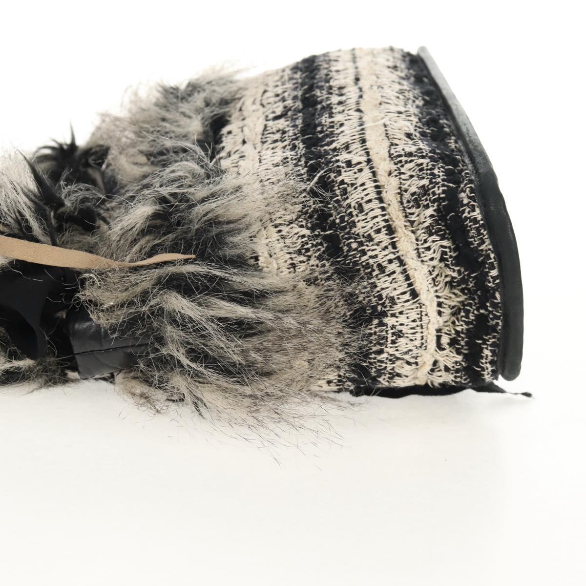 CHANEL Chain COCO Mark Shoulder Bag Tweed Black Silver CC Auth 145069AV