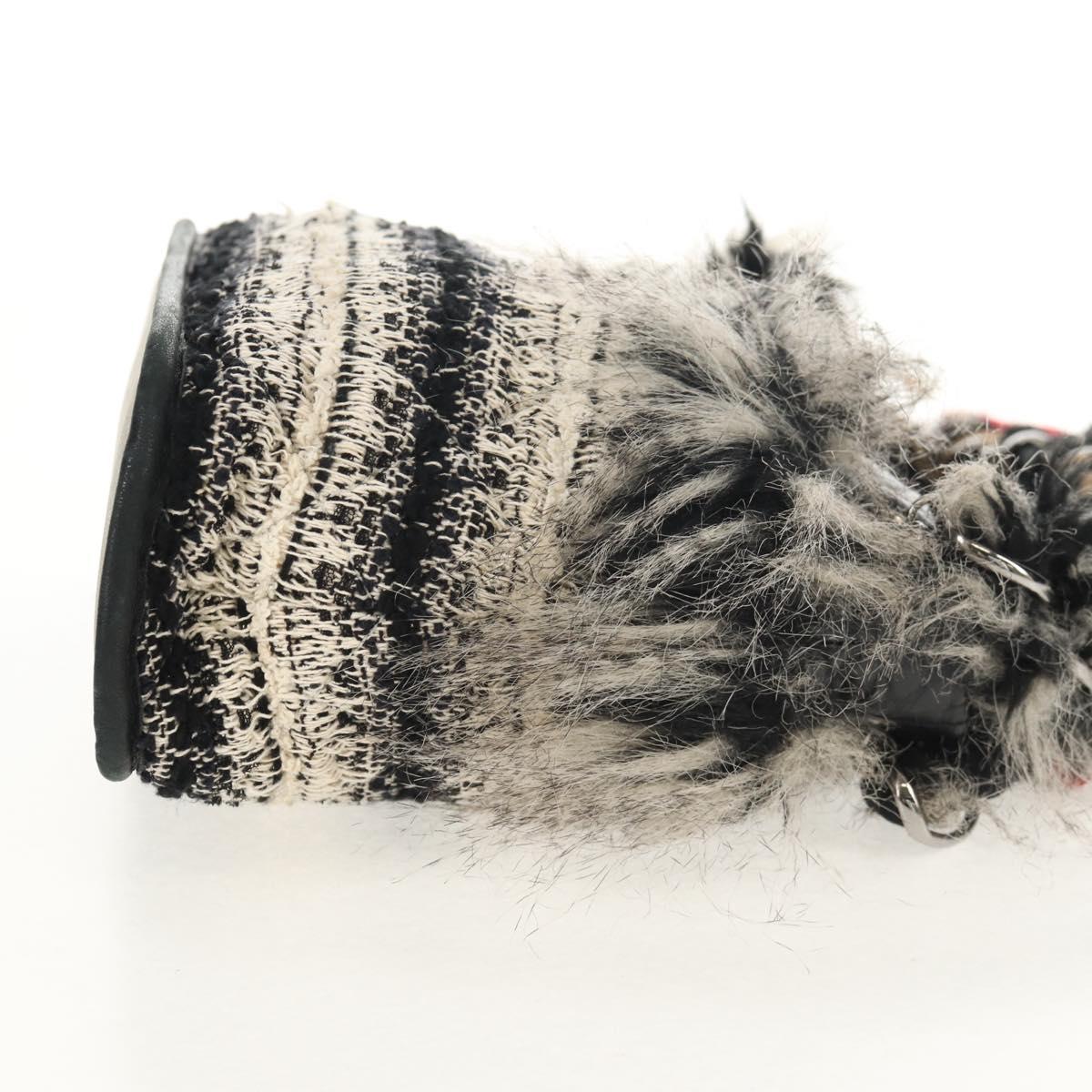 CHANEL Chain COCO Mark Shoulder Bag Tweed Black Silver CC Auth 145069AV