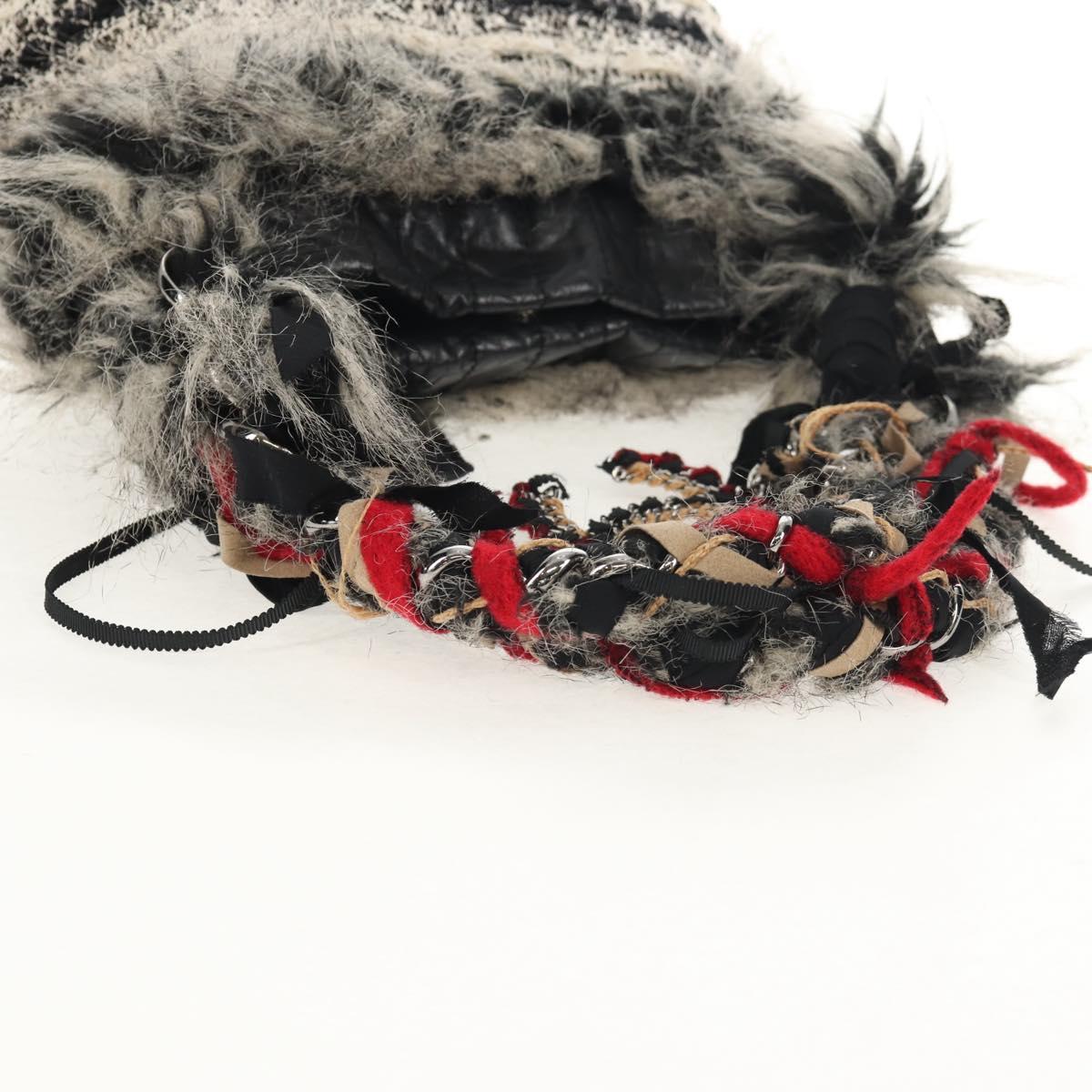 CHANEL Chain COCO Mark Shoulder Bag Tweed Black Silver CC Auth 145069AV