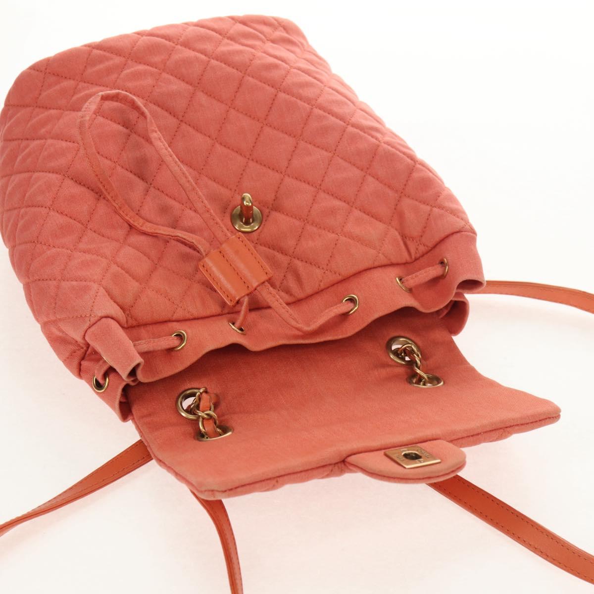 CHANEL Matelasse Backpack Denim Pink Gold CC Auth 145070SAM