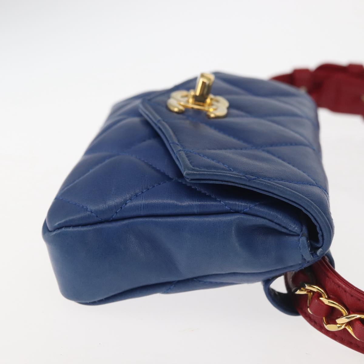 CHANEL Matelasse Waist Bag Lamb Skin Multicolor Gold CC Auth 145072