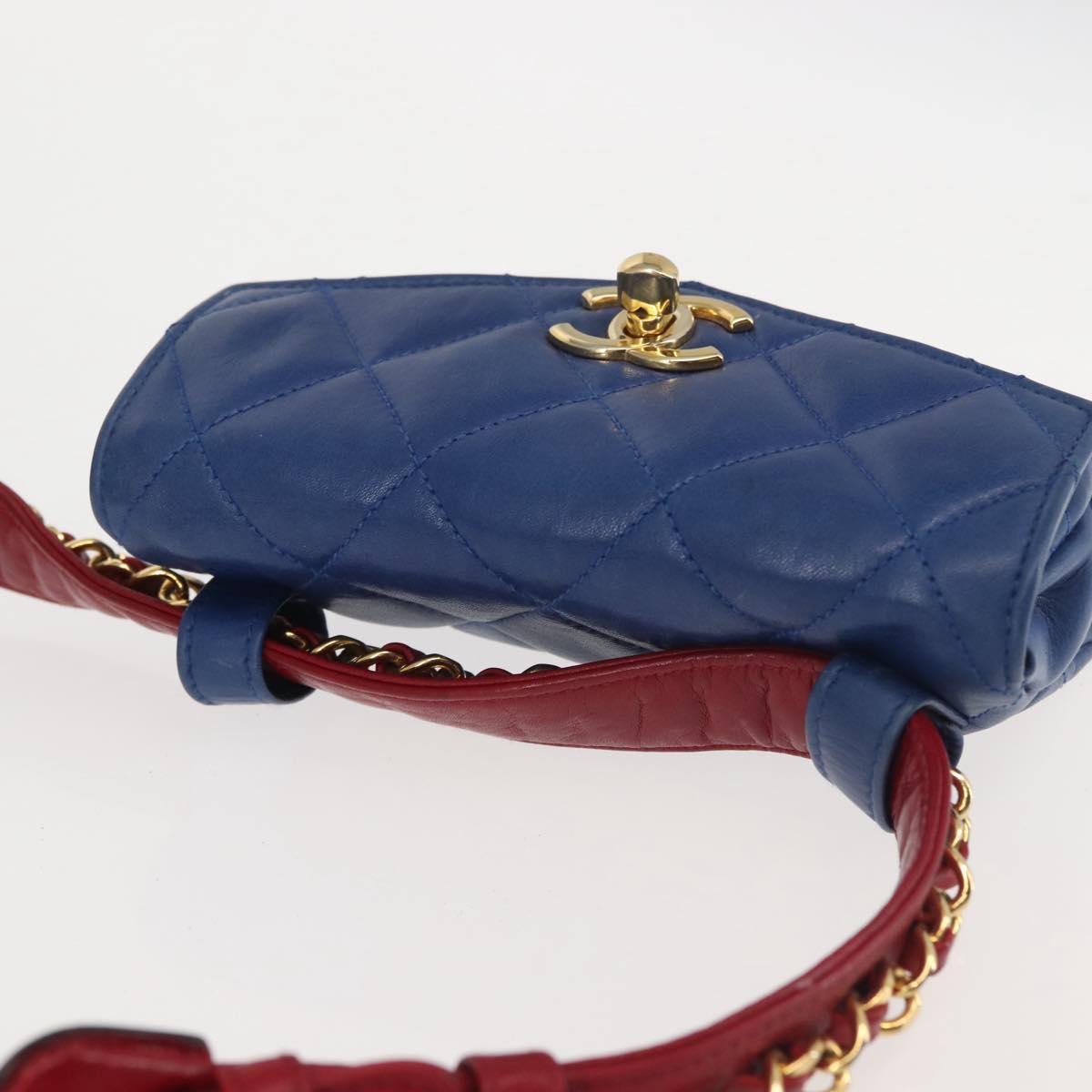 CHANEL Matelasse Waist Bag Lamb Skin Multicolor Gold CC Auth 145072