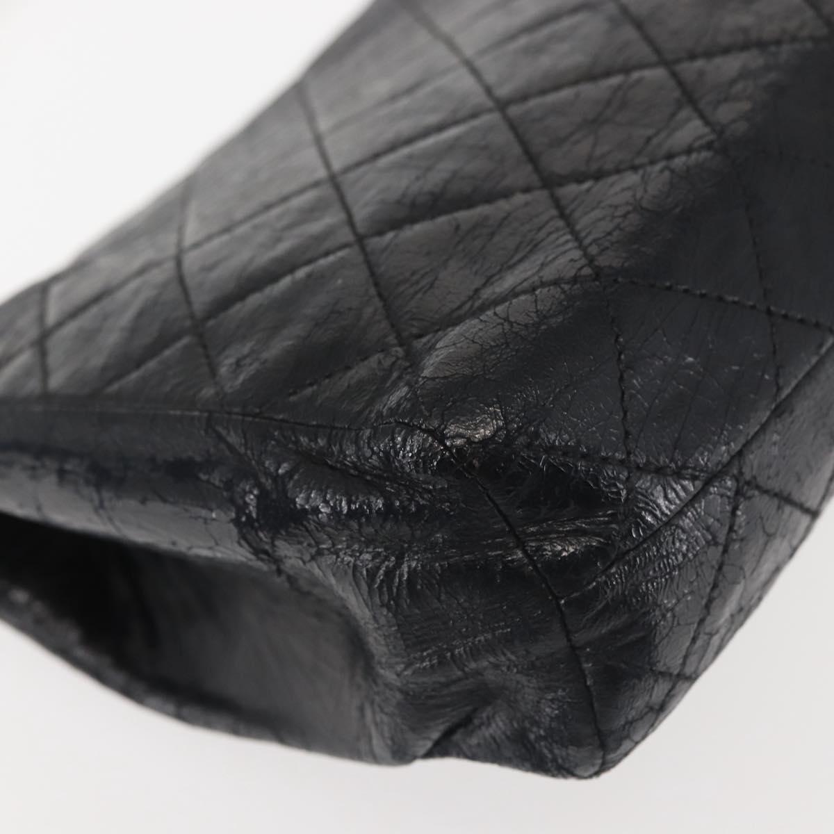 CHANEL Matelasse Chain Shoulder Bag Leather Black Gold CC Auth 145073