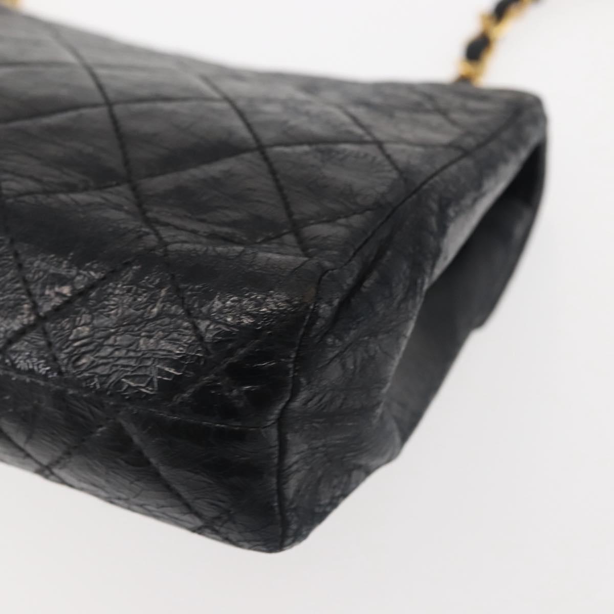 CHANEL Matelasse Chain Shoulder Bag Leather Black Gold CC Auth 145073