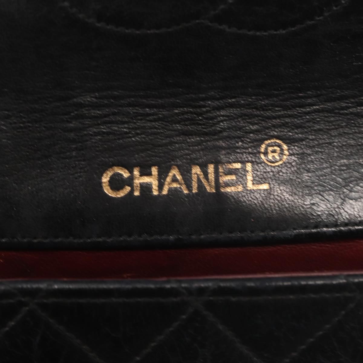 CHANEL Matelasse Chain Shoulder Bag Leather Black Gold CC Auth 145073