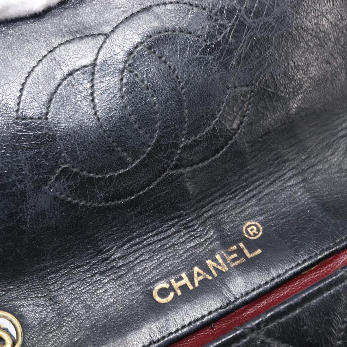 CHANEL Matelasse Chain Shoulder Bag Leather Black Gold CC Auth 145073