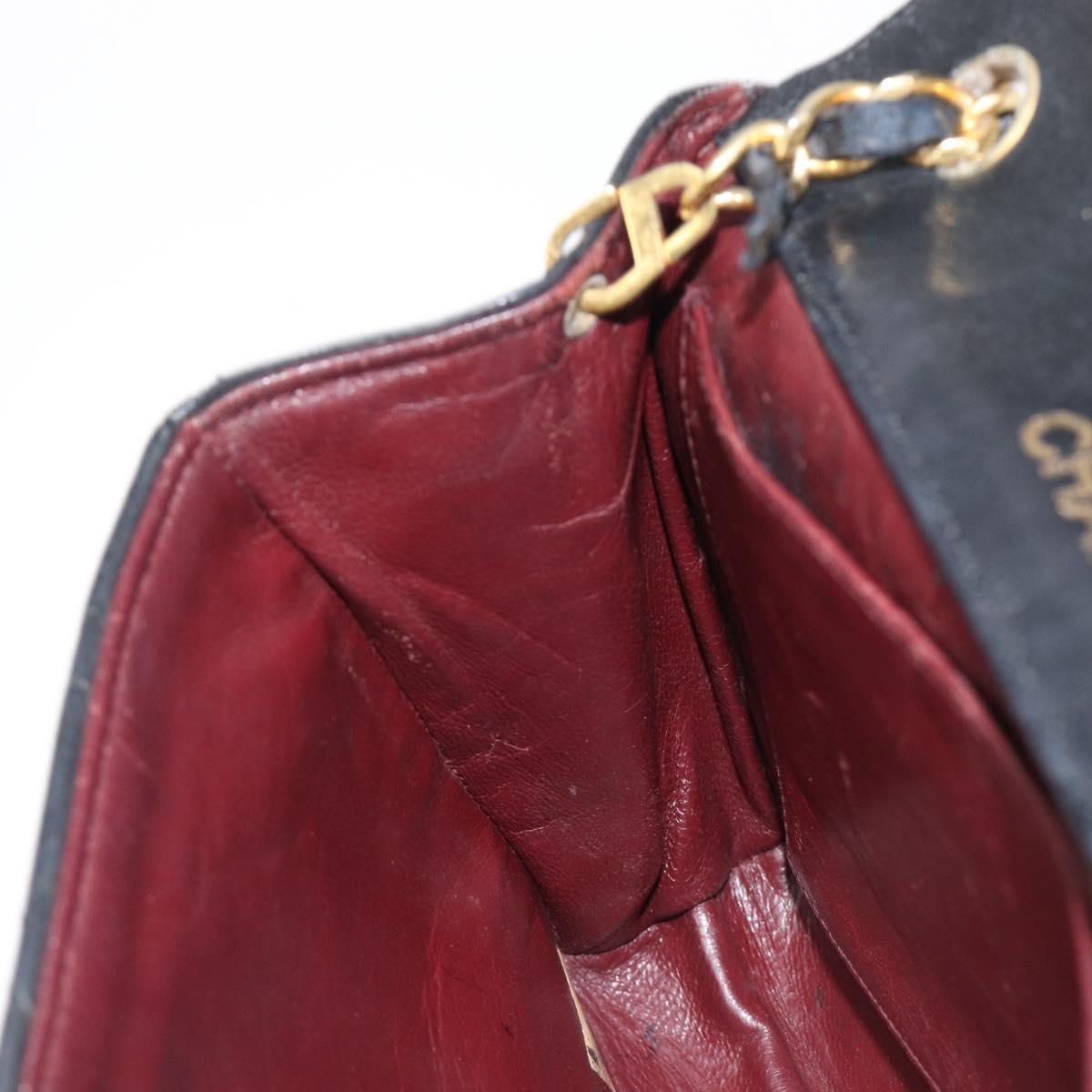 CHANEL Matelasse Chain Shoulder Bag Leather Black Gold CC Auth 145073