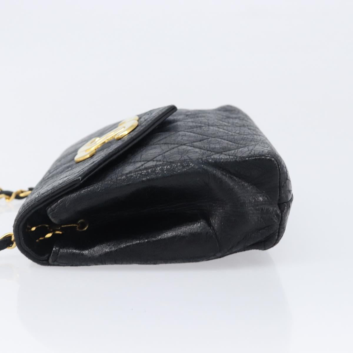CHANEL Matelasse Chain Shoulder Bag Leather Black Gold CC Auth 145073