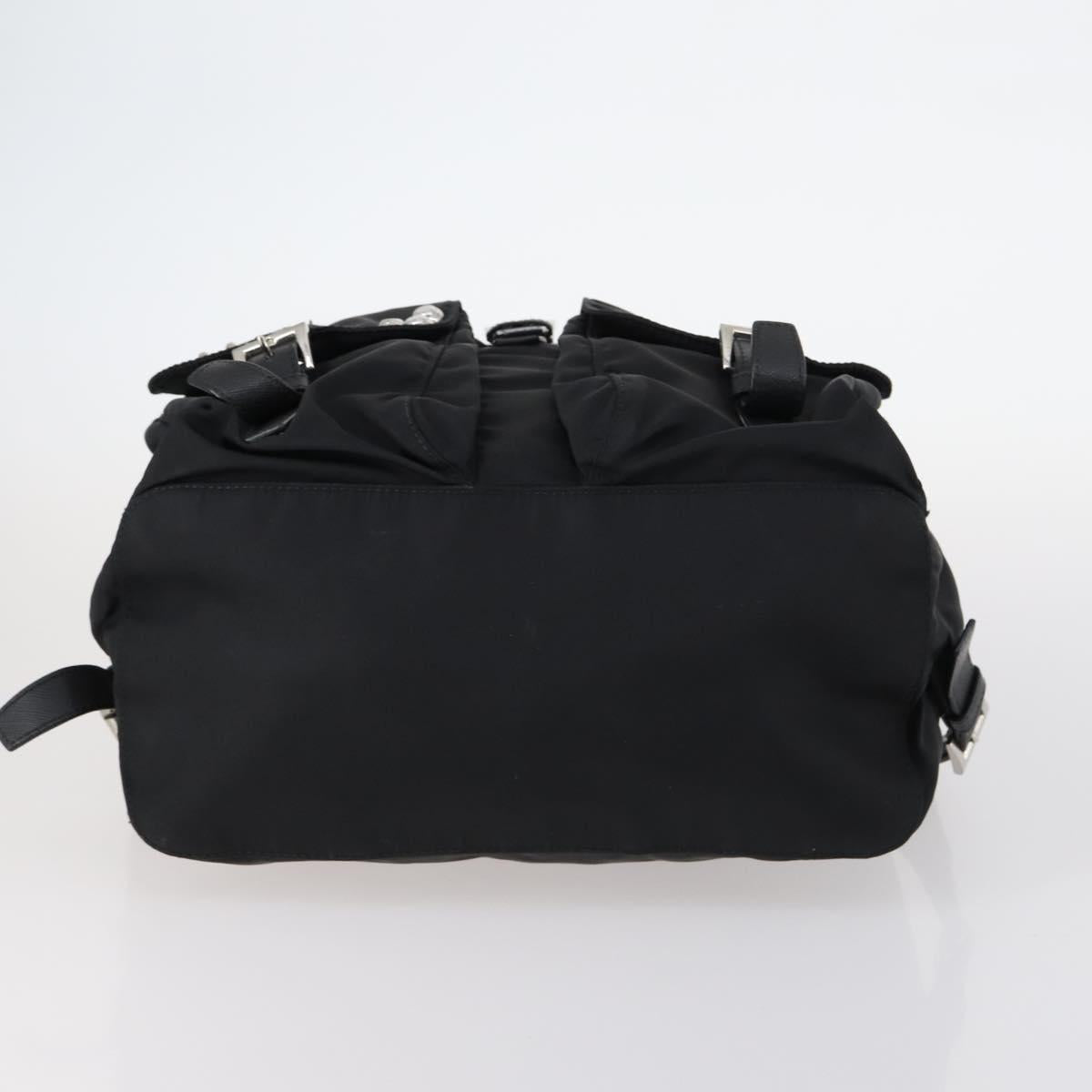PRADA Backpack Nylon Black Silver Auth 145074