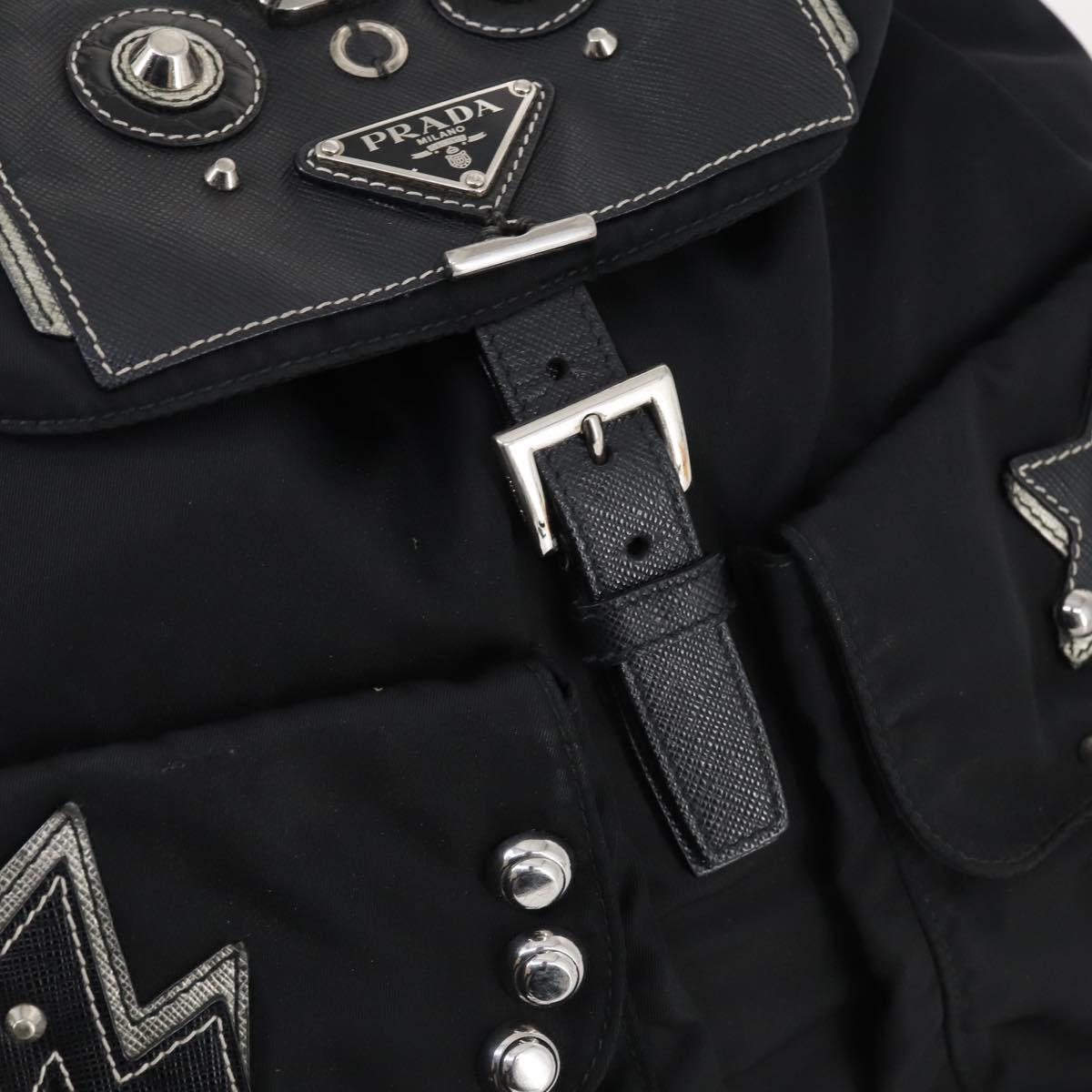 PRADA Backpack Nylon Black Silver Auth 145074