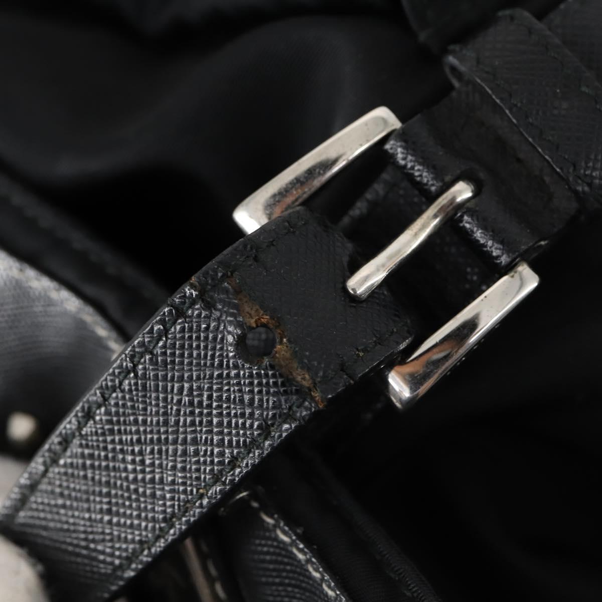 PRADA Backpack Nylon Black Silver Auth 145074