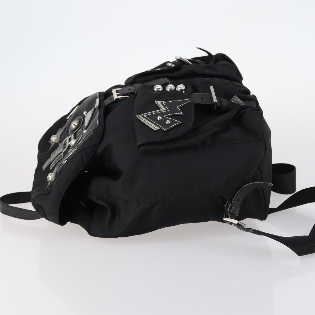 PRADA Backpack Nylon Black Silver Auth 145074