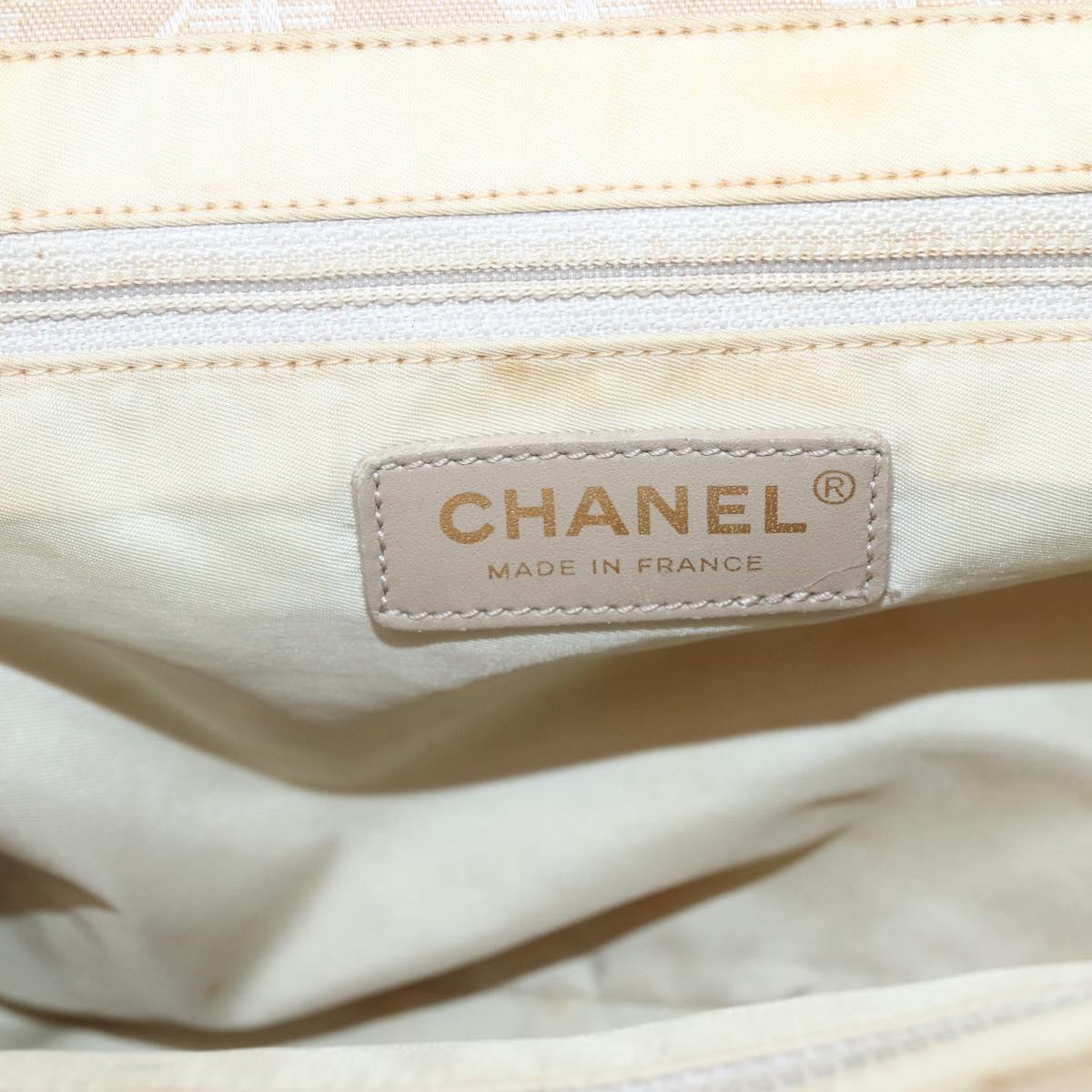 CHANEL New Travel Line Tote Bag Nylon Beige Gold CC Auth 145082