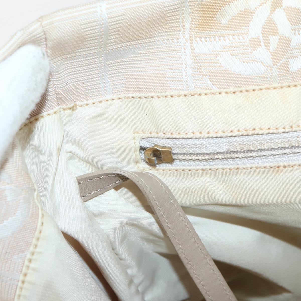 CHANEL New Travel Line Tote Bag Nylon Beige Gold CC Auth 145082