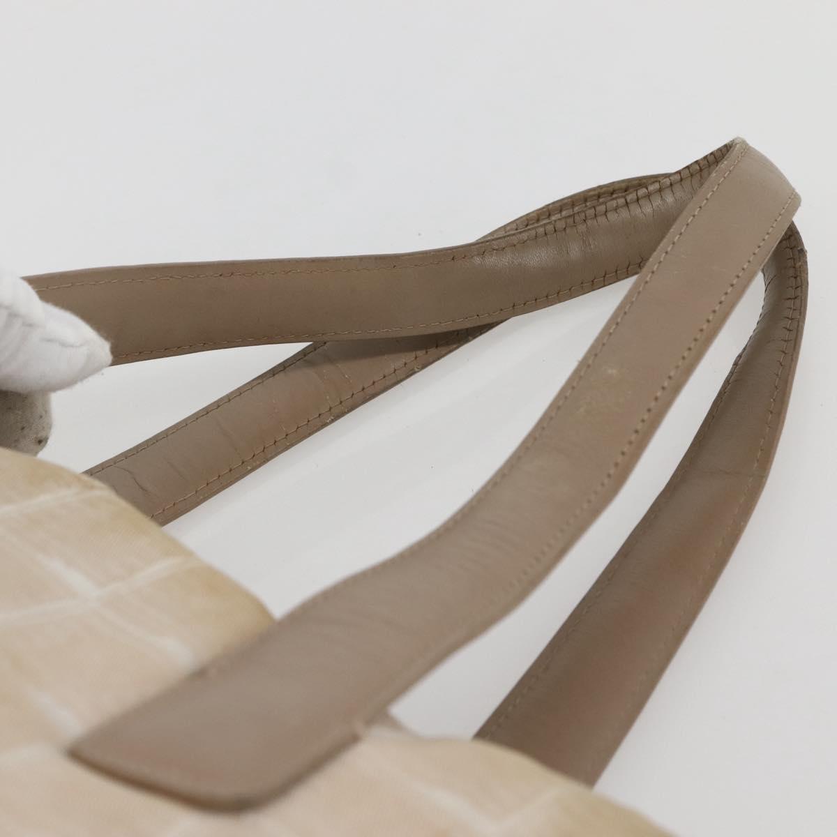 CHANEL New Travel Line Tote Bag Nylon Beige Gold CC Auth 145082