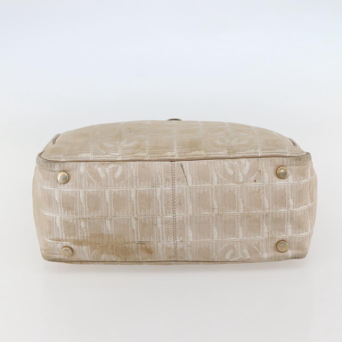 CHANEL New Travel Line Tote Bag Beige Gold CC Auth 145082