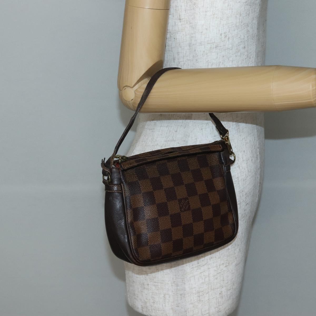 LOUIS VUITTON Damier Ebene Trousse Makeup Pouch N51982 LV Auth 145083