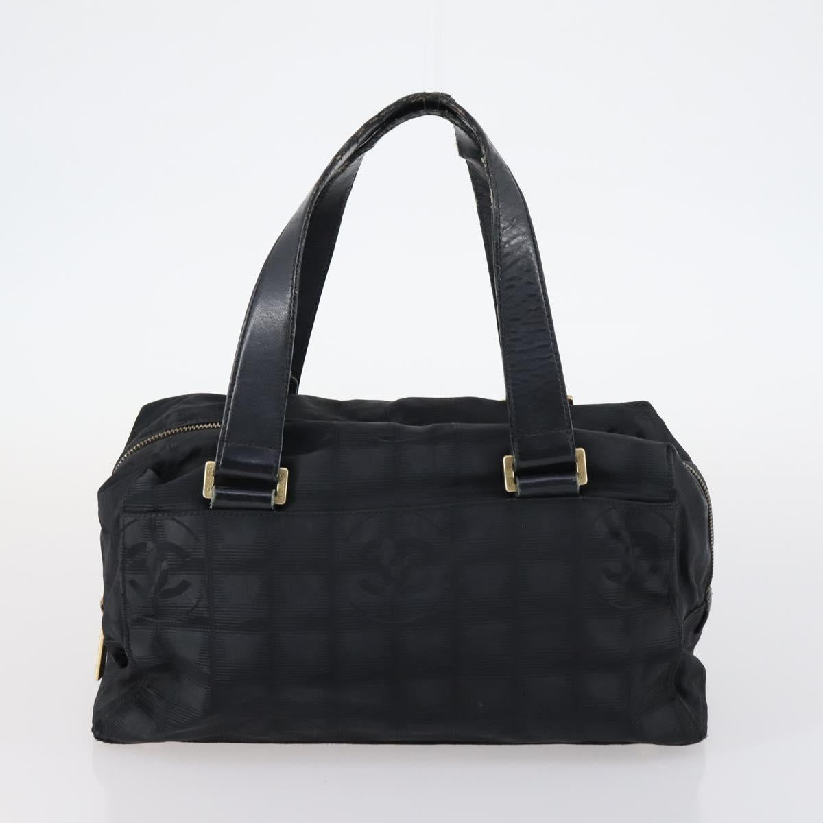 CHANEL New Travel Line Tote Bag Nylon 2Set Black Beige CC Auth 145095