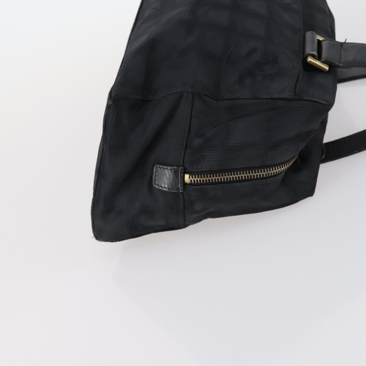 CHANEL New Travel Line Tote Bag Nylon 2Set Black Beige CC Auth 145095