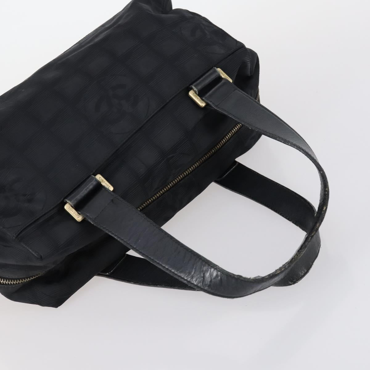 CHANEL New Travel Line Tote Bag Nylon 2Set Black Beige CC Auth 145095