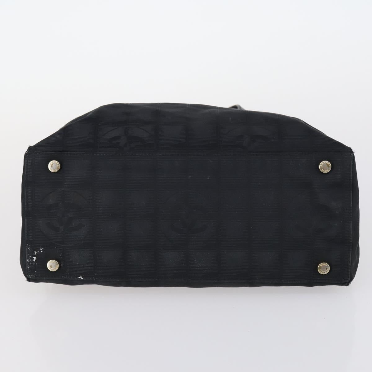 CHANEL New Travel Line Tote Bag Nylon 2Set Black Beige CC Auth 145095