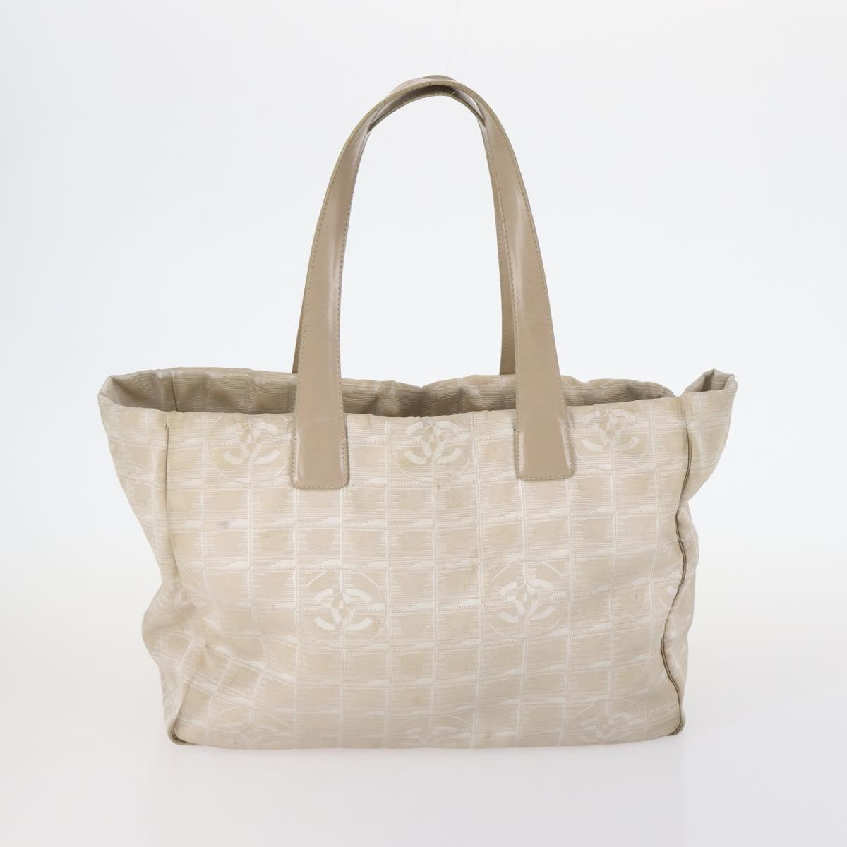 CHANEL New Travel Line Tote Bag Nylon 2Set Black Beige CC Auth 145095