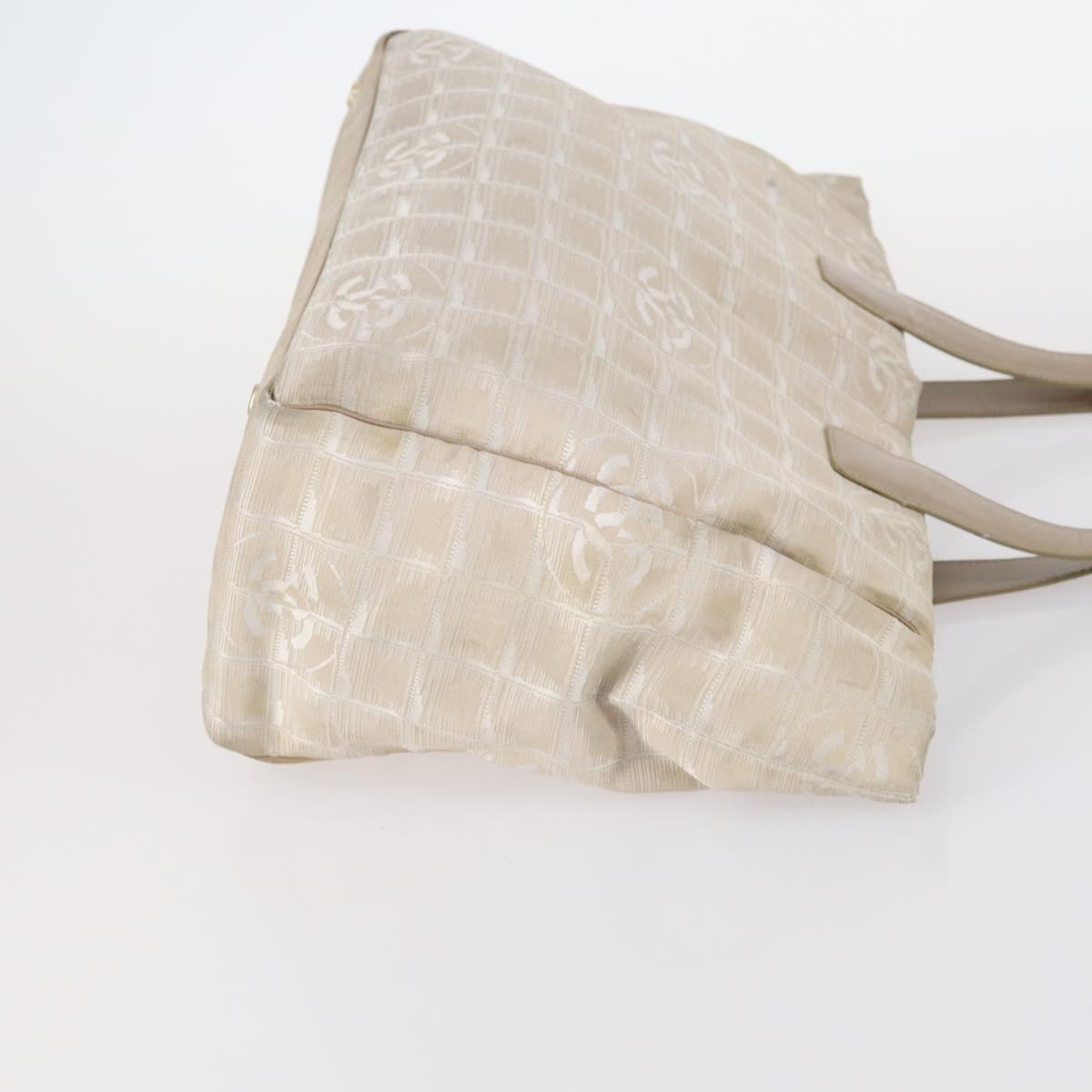 CHANEL New Travel Line Tote Bag Nylon 2Set Black Beige CC Auth 145095