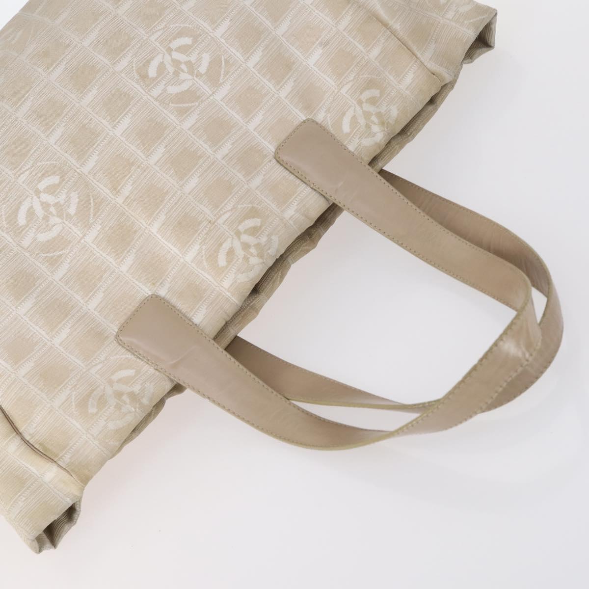 CHANEL New Travel Line Tote Bag Nylon 2Set Black Beige CC Auth 145095